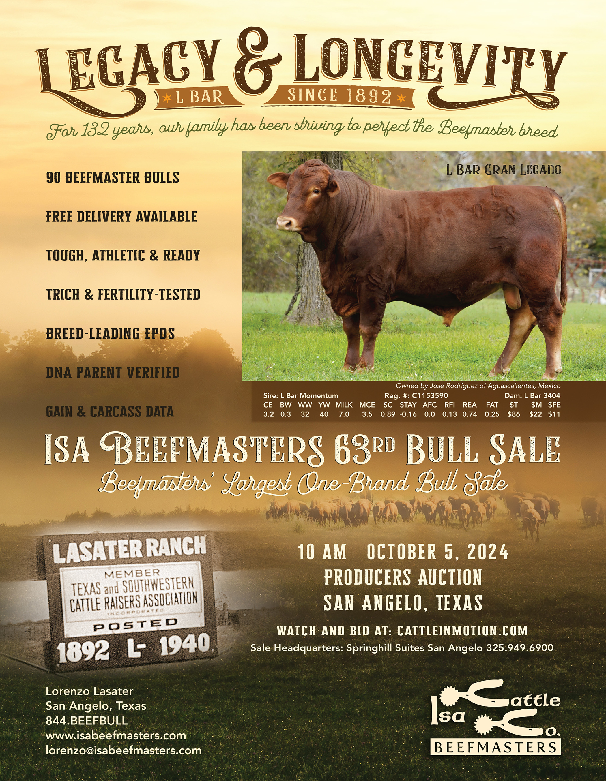 Isa Beefmasters Annual L Bar Bull Sale